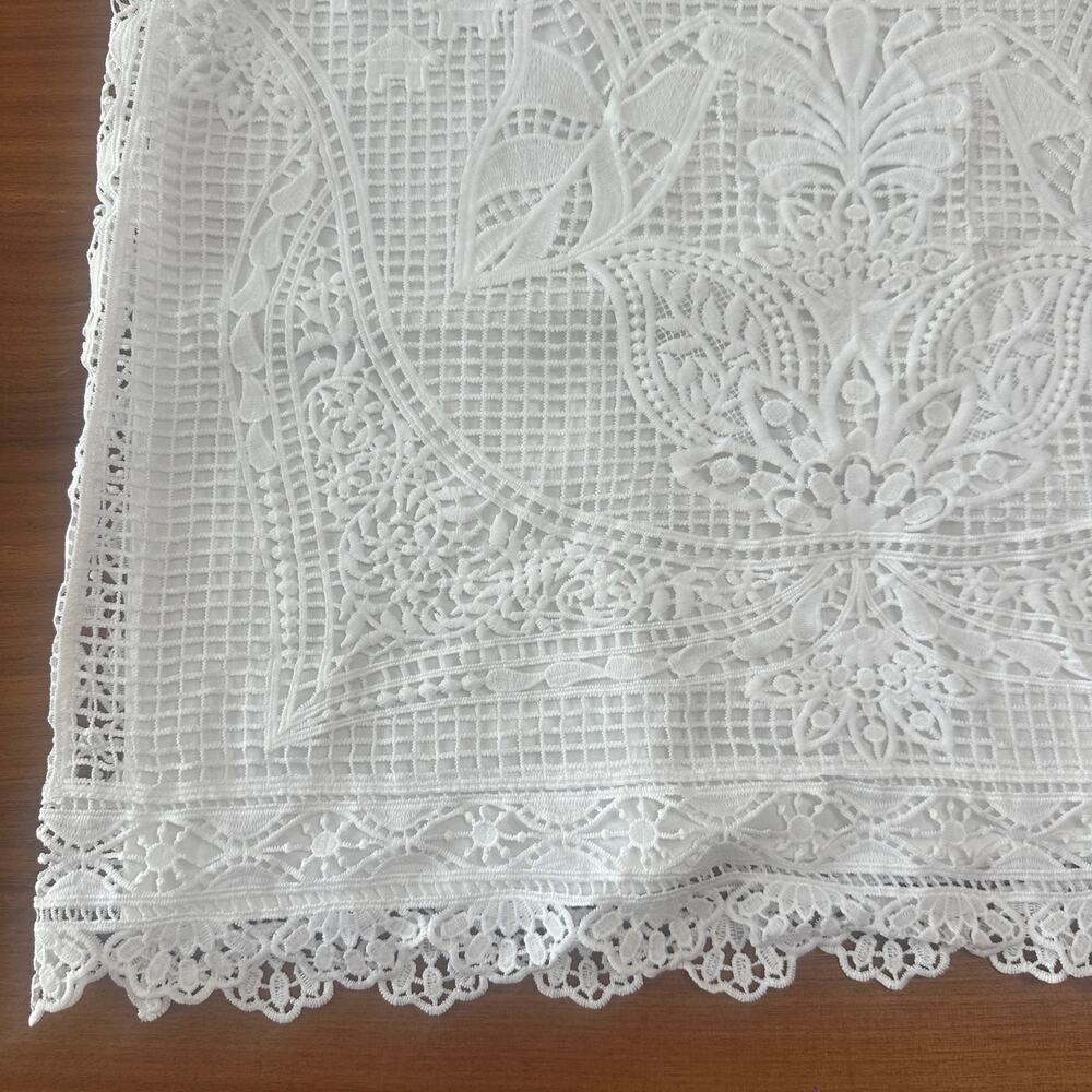 Farm Rio White Guipure Crochet Lace Midi Skirt, Coastal Bridal Boho Beachy Large - Picture 11 of 16